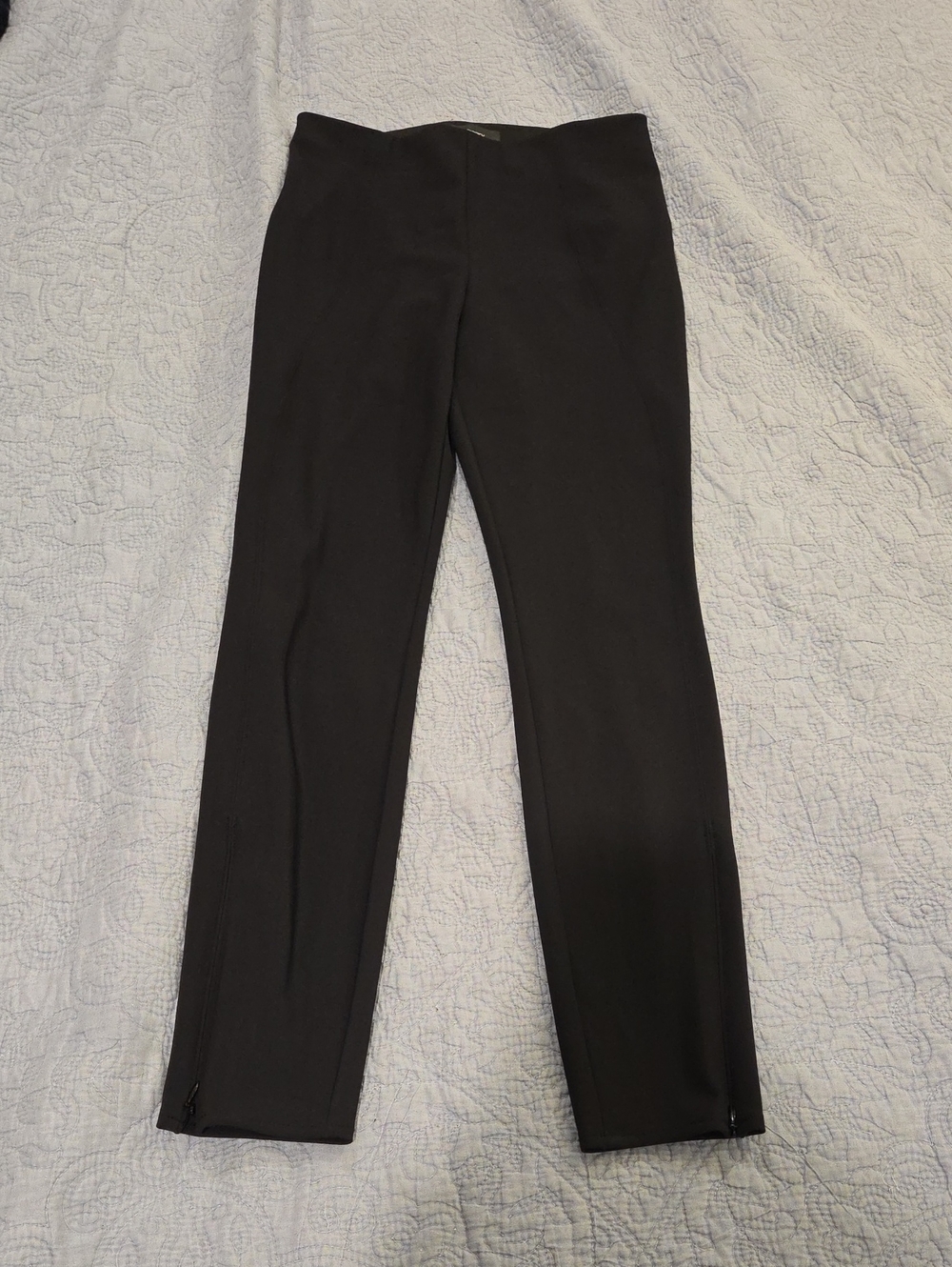 Theory Seamed Slit Ankle Zip Legging Pants Black Precision Ponte SizevSmall